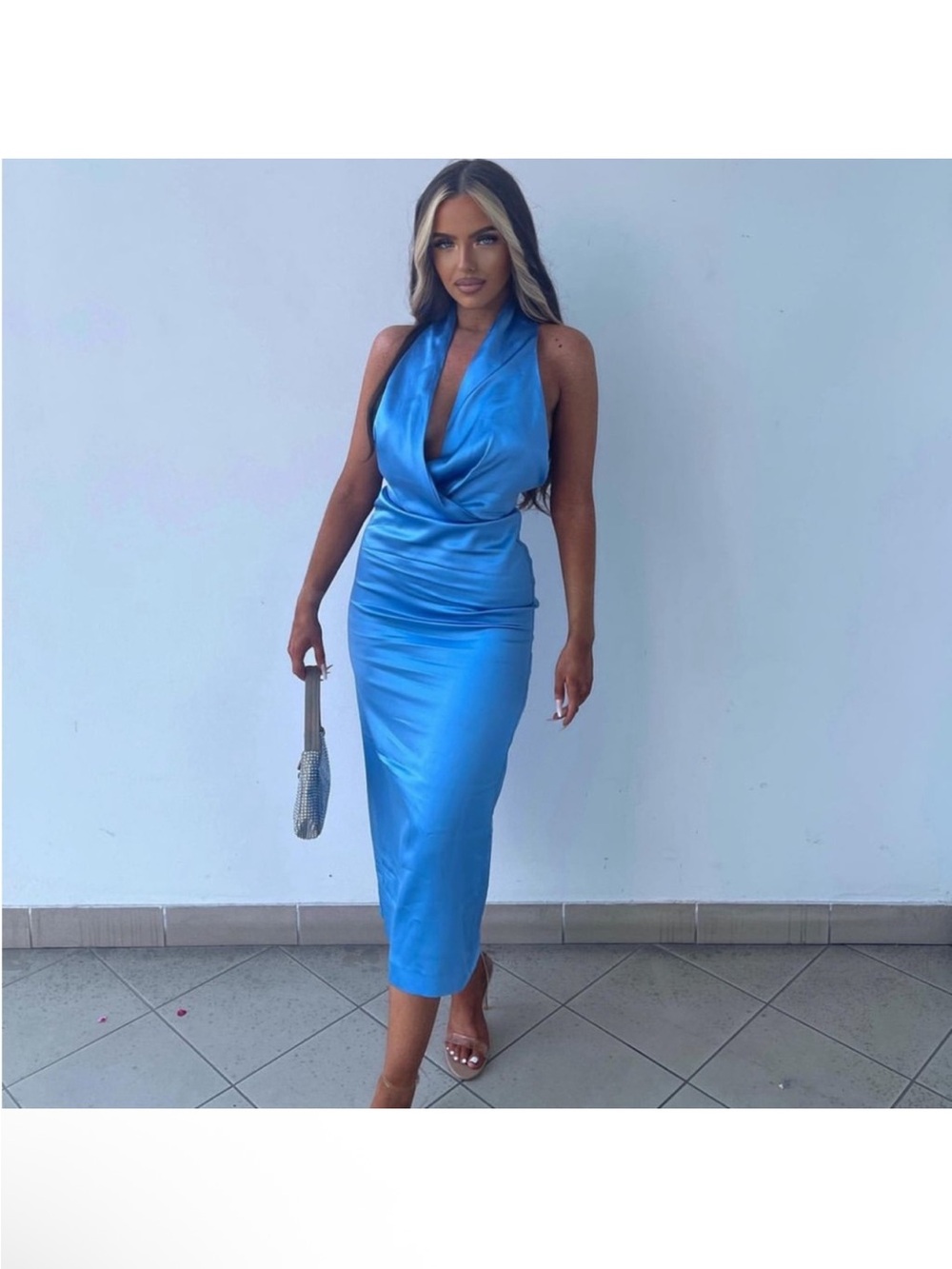 ZARA SATIN EFFECT MIDI DRESS